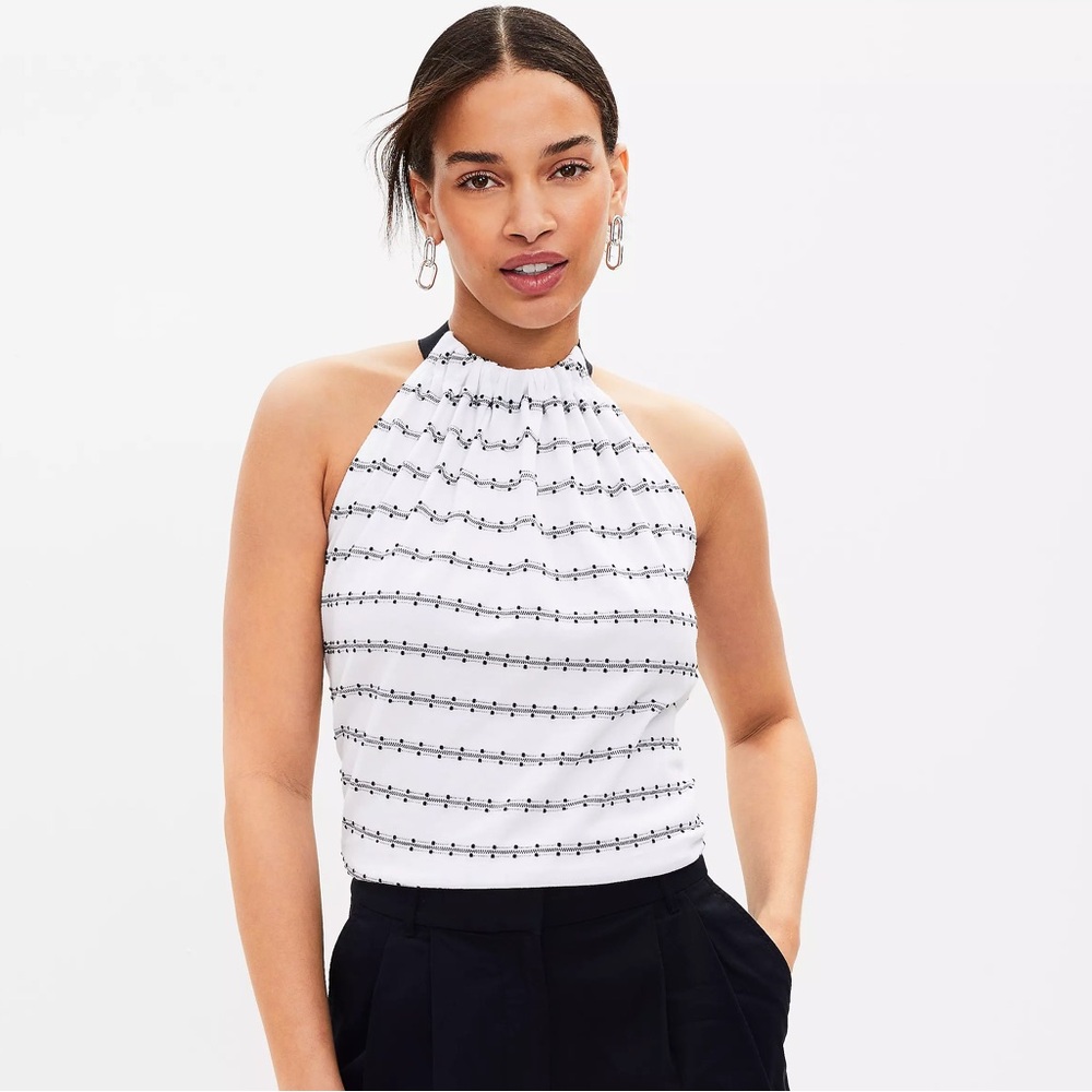 NEW | LOFT | Striped Dot Halter Top